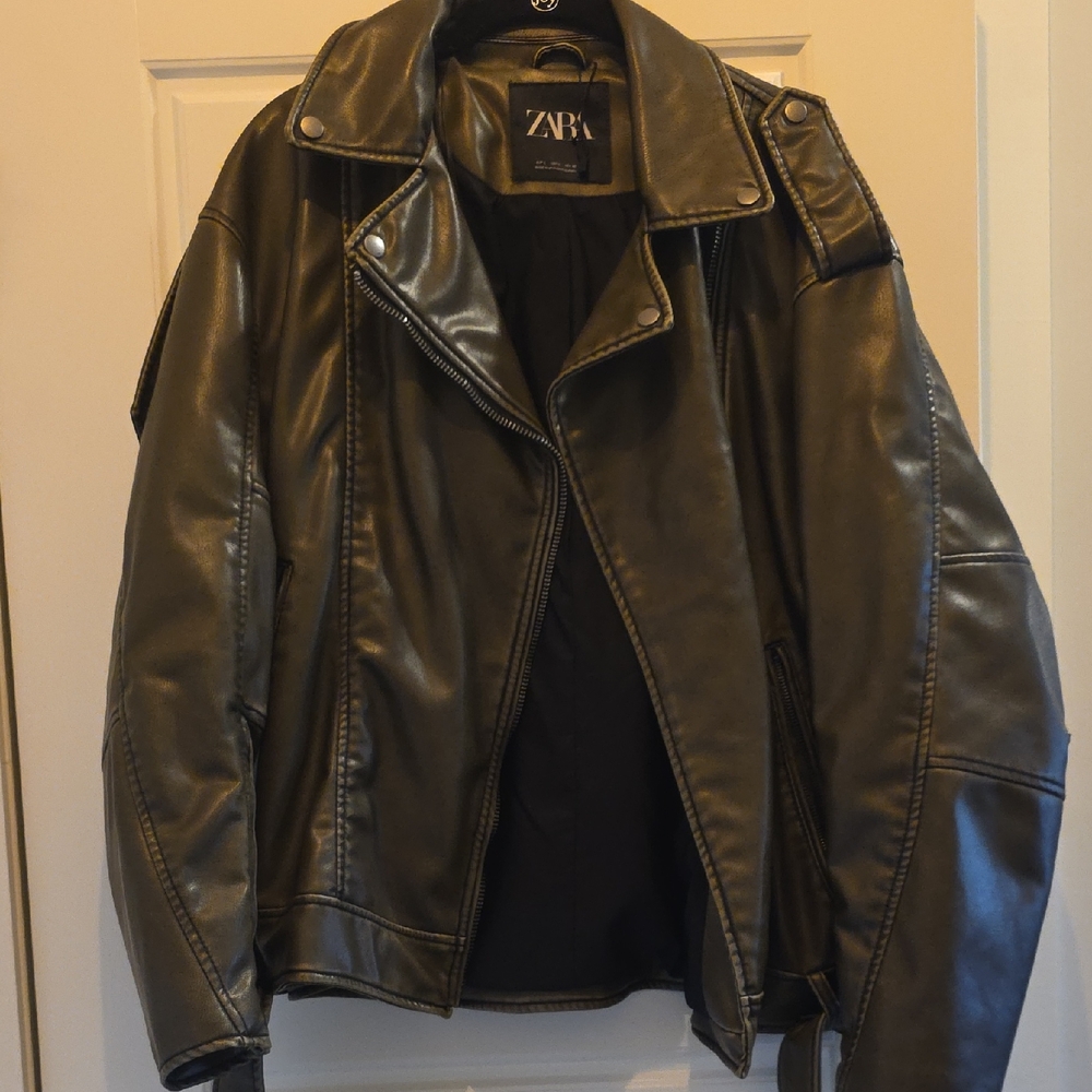 Zara Women's Faux Leather Bomber Jacket